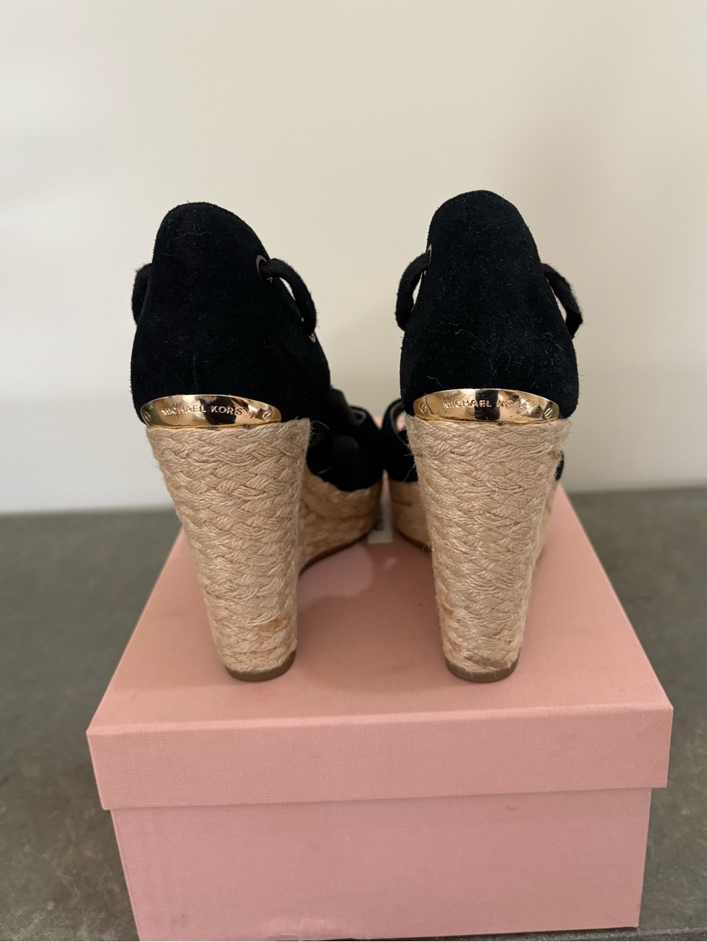 MICHAEL Michael Kors Lilah suede Wedge Open Toe Ankle Wrap Espadrilles 6.5 - Picture 8 of 9